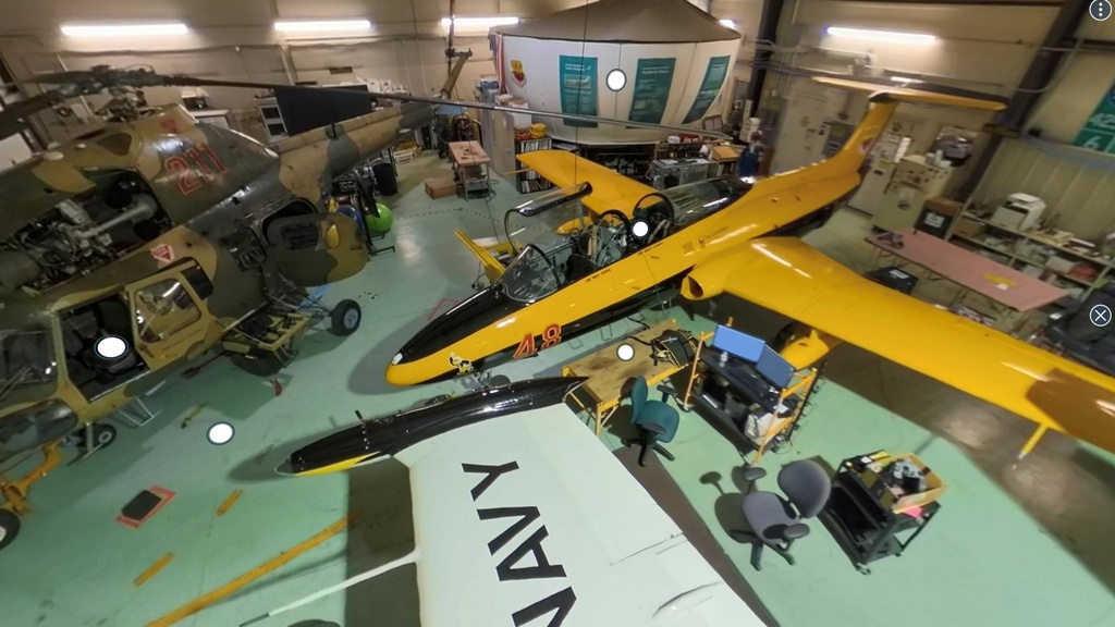 Overhead view of airport hangar